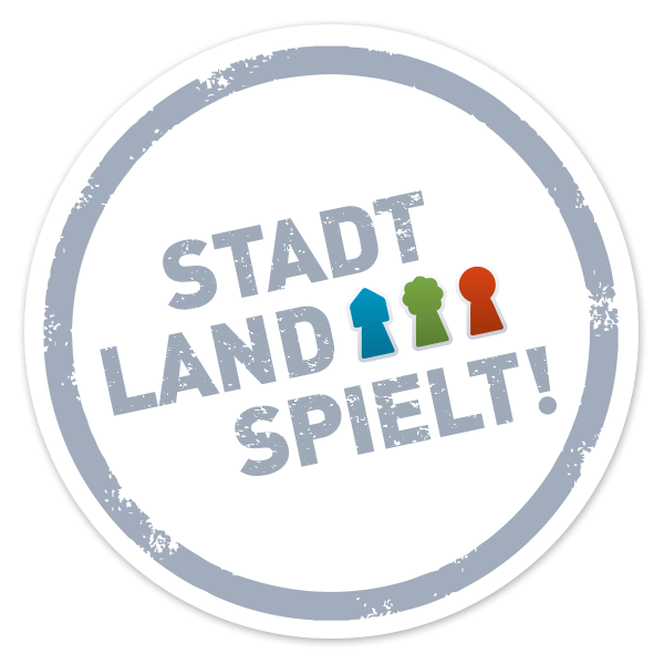 Rundes Logo mit Spielkegeln
